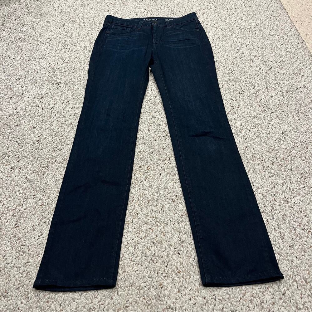 Spanx The Slim X Straight Dark Wash Jeans 27 Normcore Casual Stretch Comfort